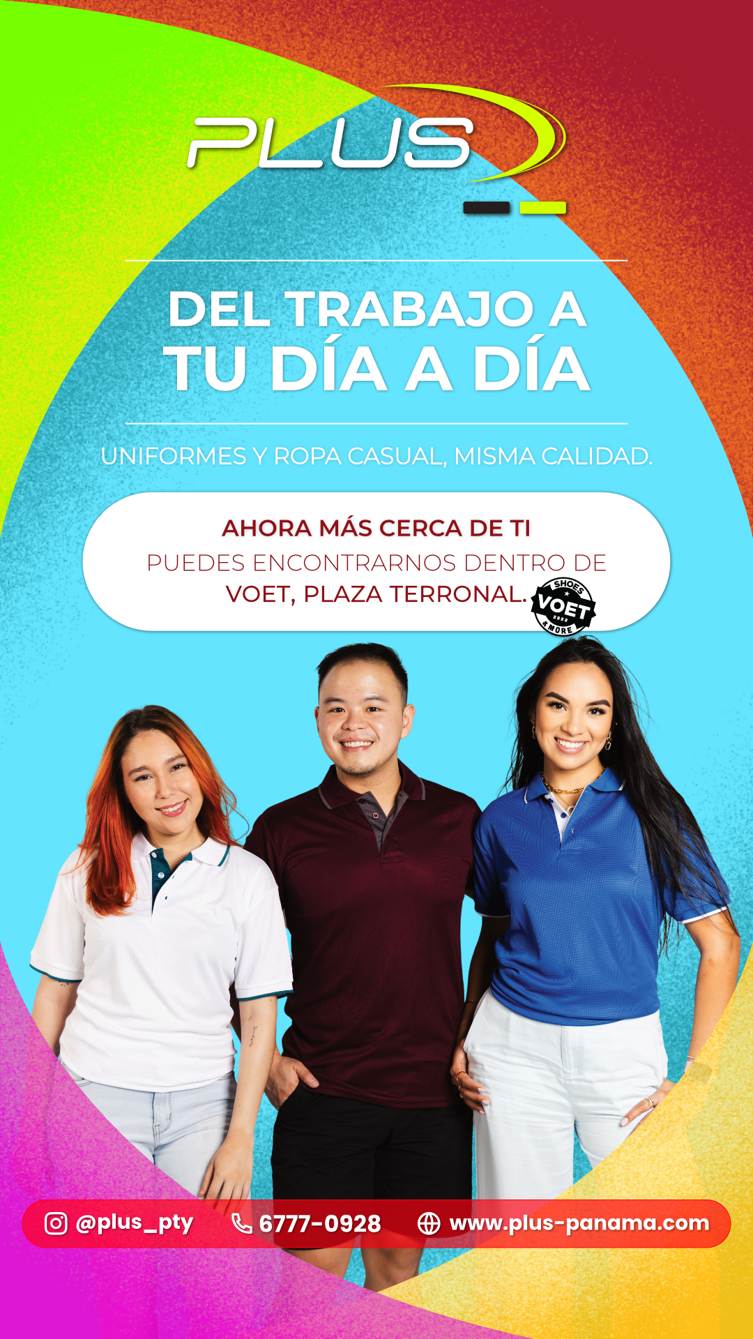 Modelos vistiendo polos Plus Panamá